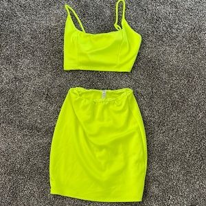 Neon Yellow Two-Piece Party Set
